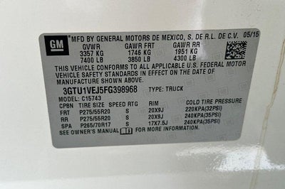 2015 GMC Sierra 1500 Crew Cab Standard Box 2-Wheel Drive SLT