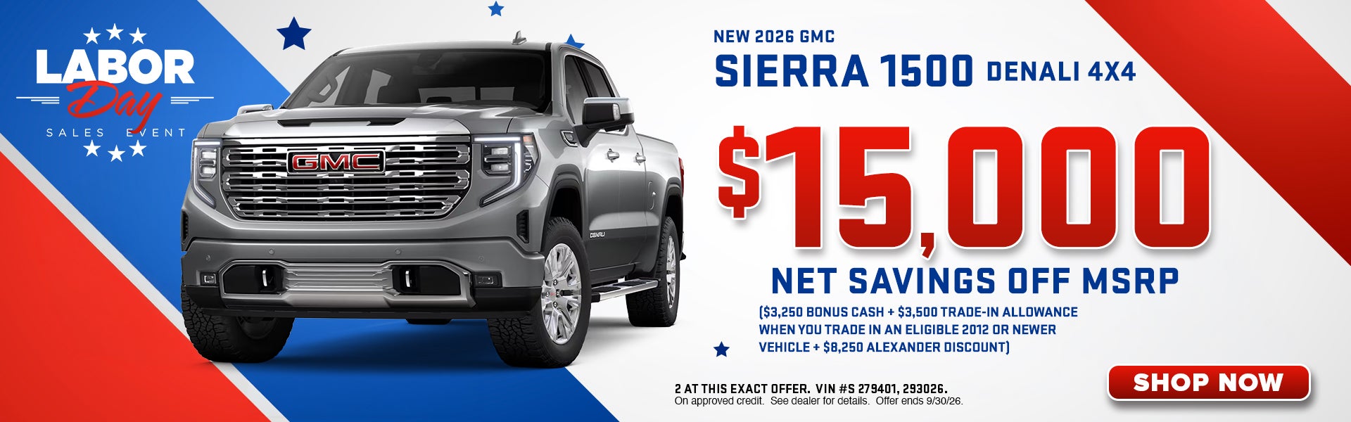 New 2026 GMC Sierra 1500 savings